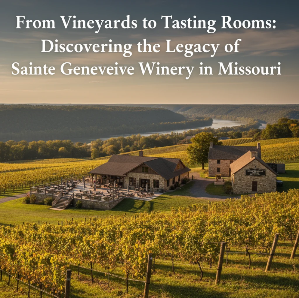 Sainte Genevieve Winery in Missouri featuring vineyards and tasting rooms