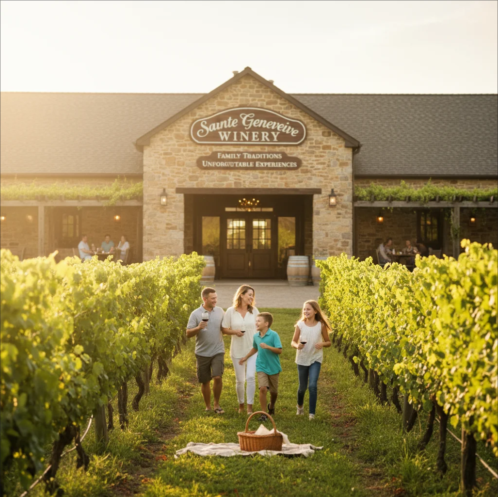 Exploring Sainte Genevieve Winery with family traditions, fine wines, and vineyard experiences
