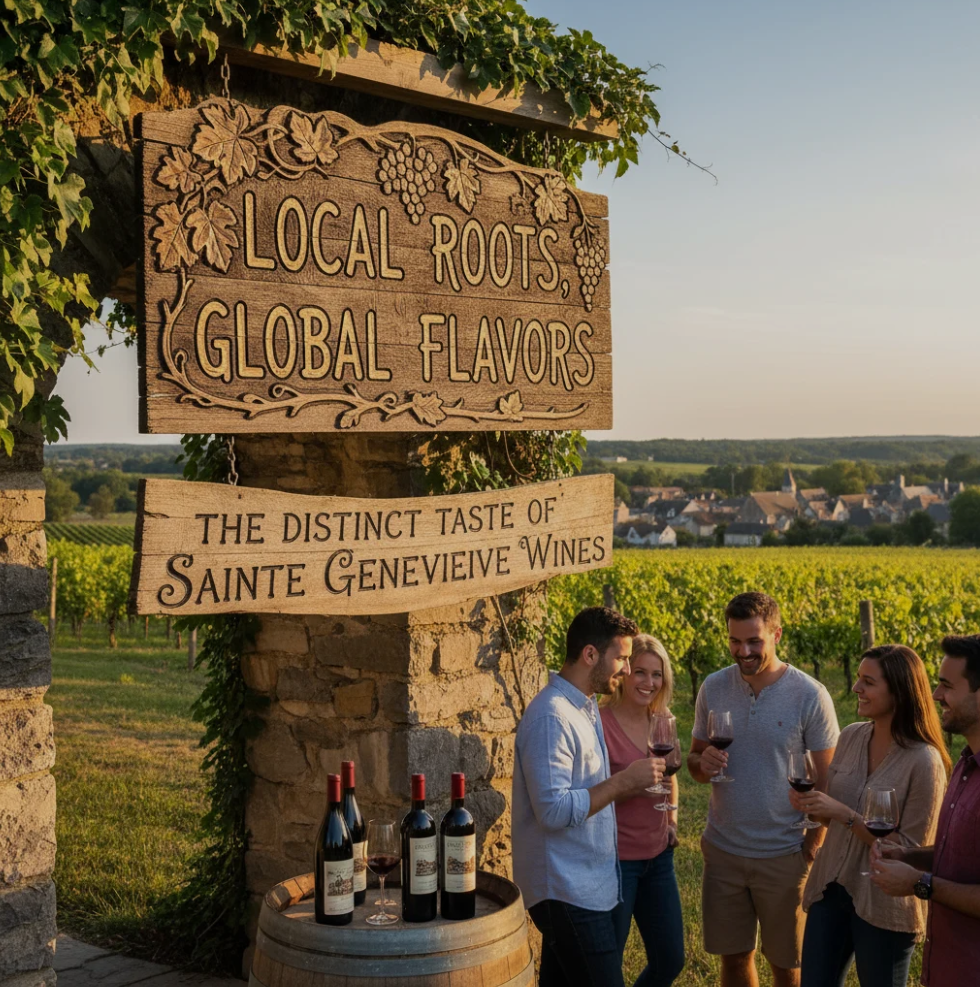 Glasses of red and white Sainte Genevieve Wines showcasing their rich color and unique flavor profile