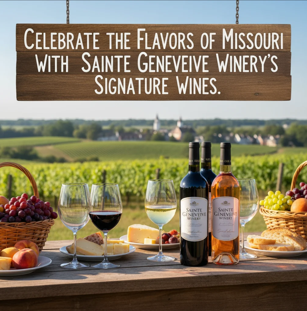 Sainte Genevieve Winery’s signature wines showcasing Missouri’s flavors and vineyard heritage