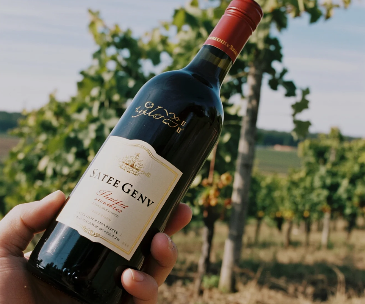 visitors enjoying wine tasting at Sainte Genevieve vineyard with scenic views