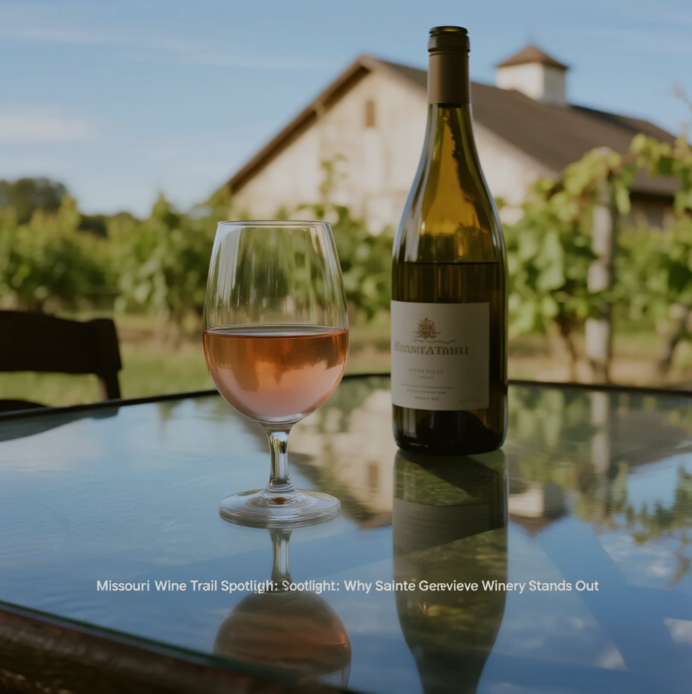 panorama kebun anggur dan wine tasting di Sainte Genevieve Winery, Missouri