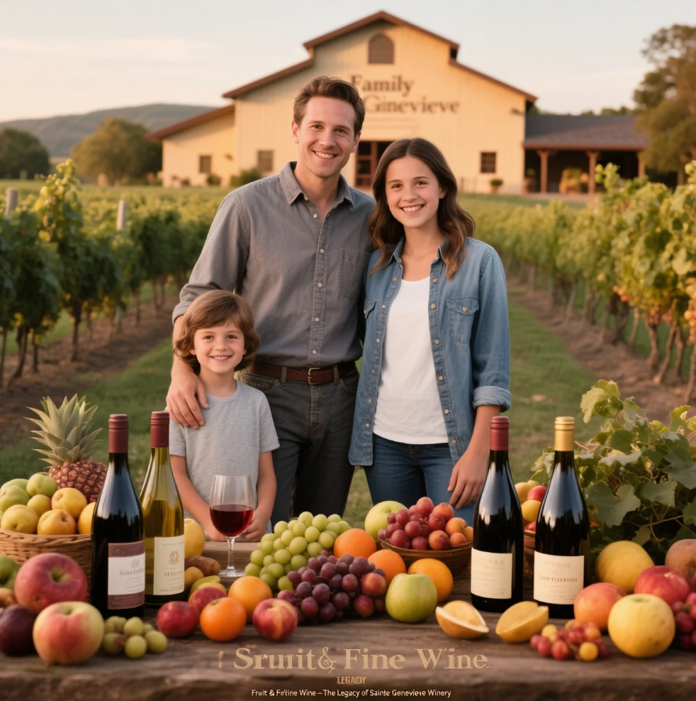 Vineyards and wine barrels representing the heritage and craftsmanship of Sainte Genevieve Winery