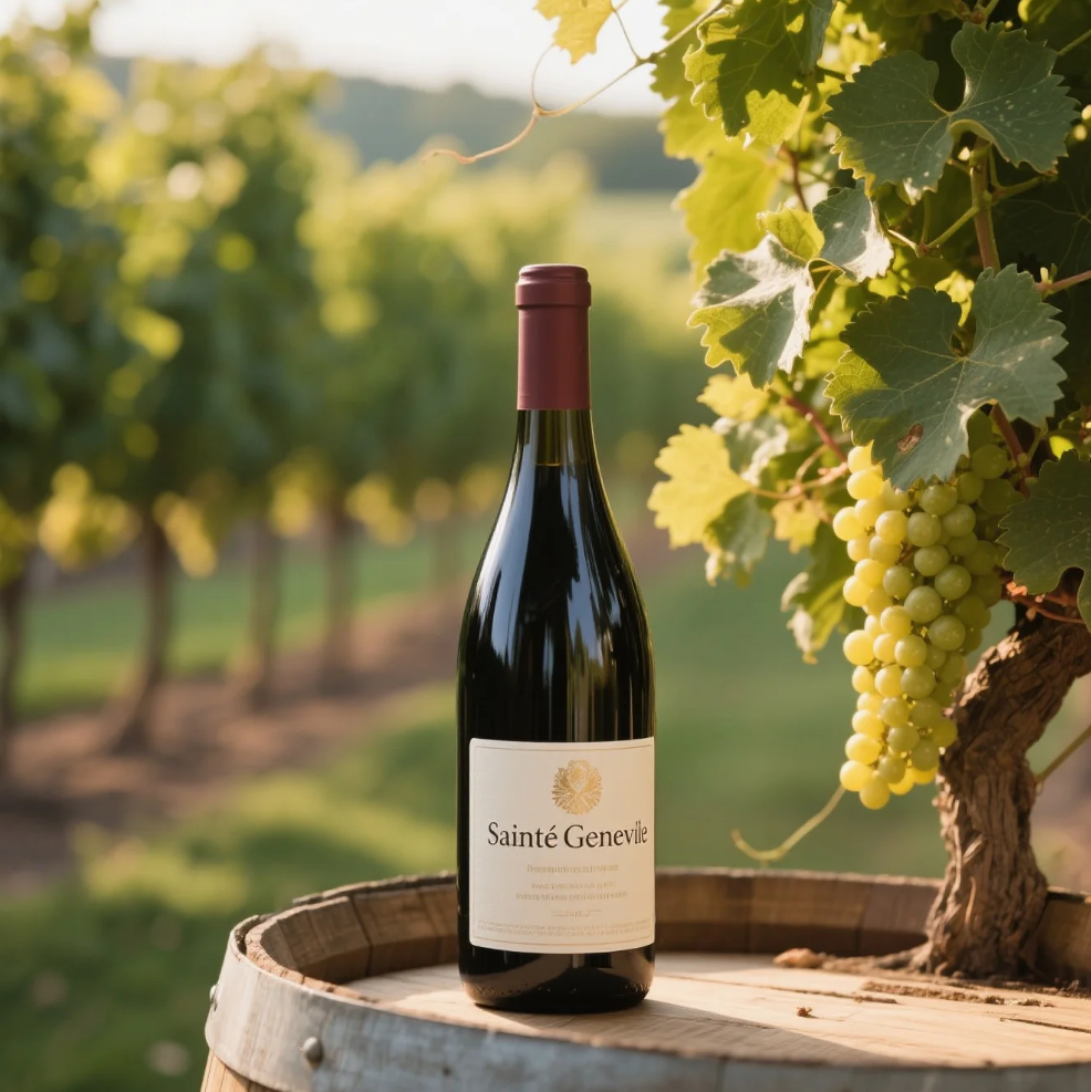 Rows of Missouri vineyards leading to Sainte Genevieve Winery’s production house during harvest season