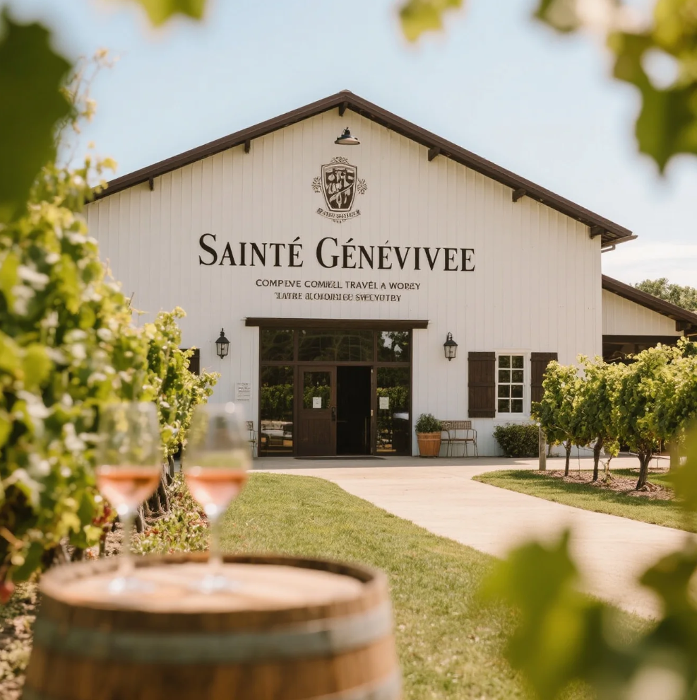 Historic cellar with aging wine barrels
